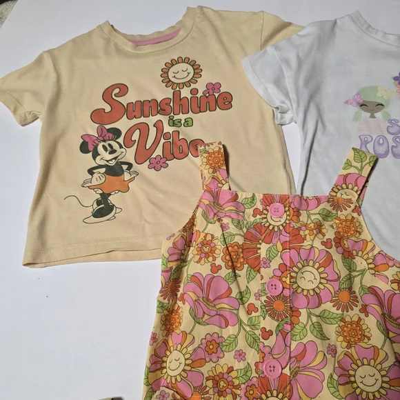 4T Girls' Floral Skirt With Matching Tops - Pink, White and Yellow - Picture 4 of 16